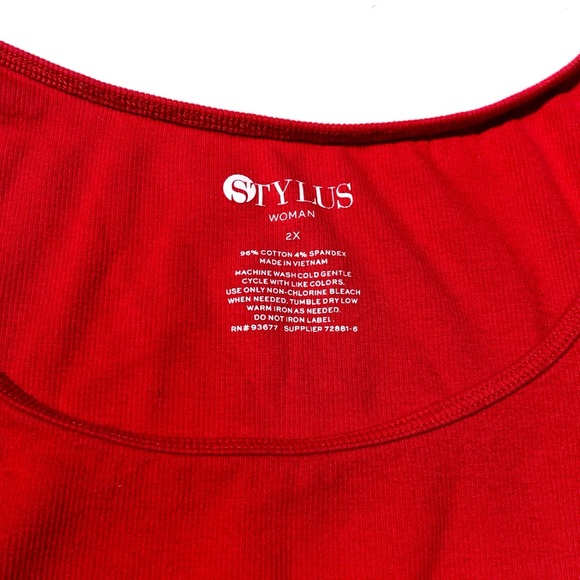 Stylus Cotton  Ribbed Scoop Neck Red Tank Size 2X - Picture 11 of 12